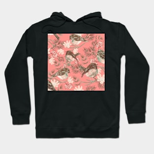 Vintage bird pattern with florals Hoodie